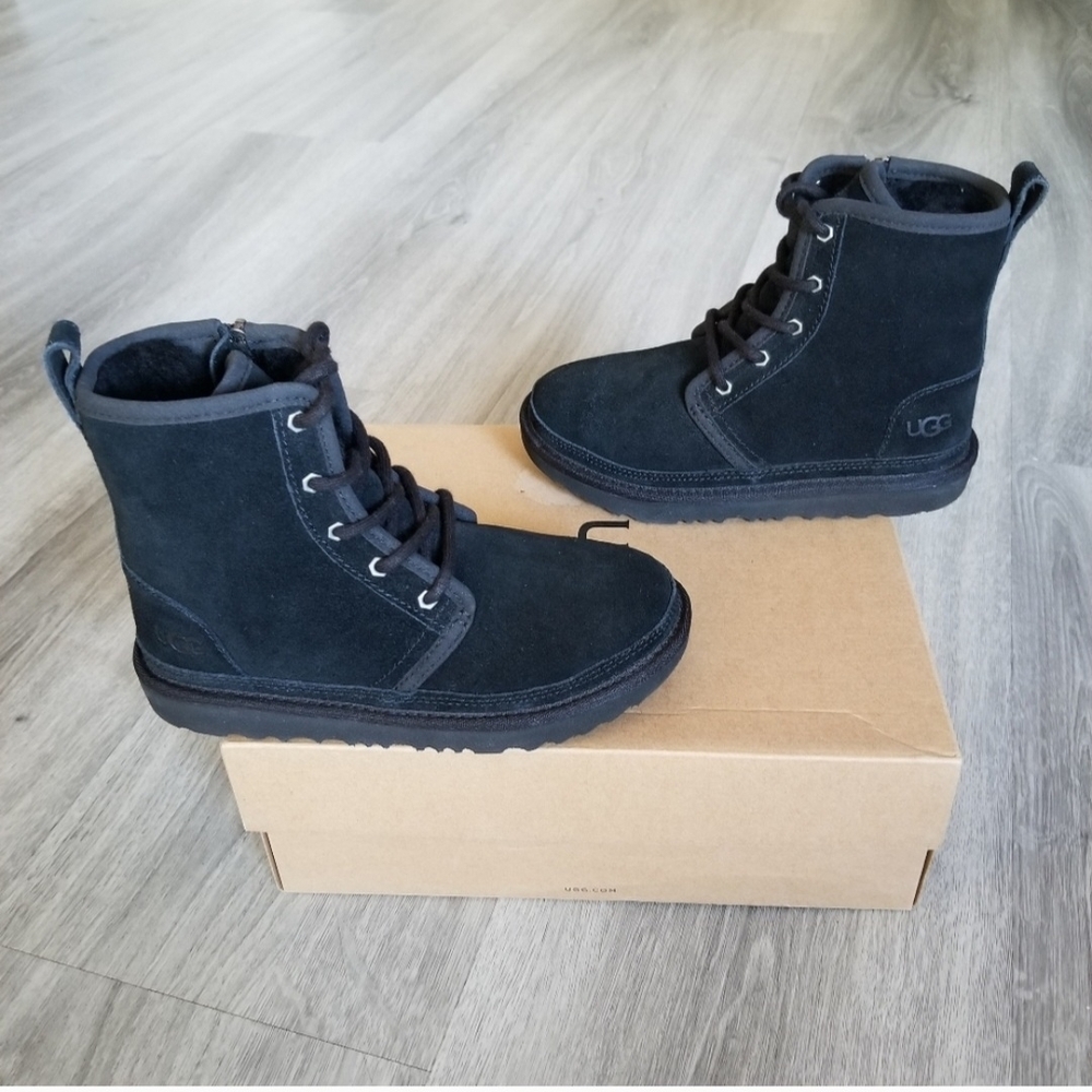 UGG Kids Charcoal Lace-Up Boots